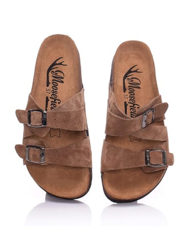 Moosefield Leder-Pantoletten in Hellbraun