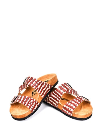 Moosefield Leren slippers wit/rood