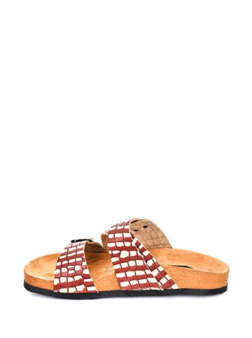 Moosefield Leren slippers wit/rood
