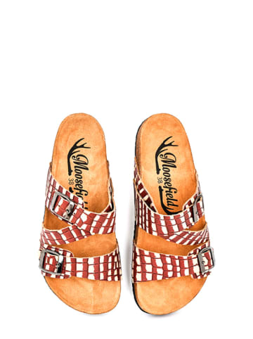 Moosefield Leren slippers wit/rood