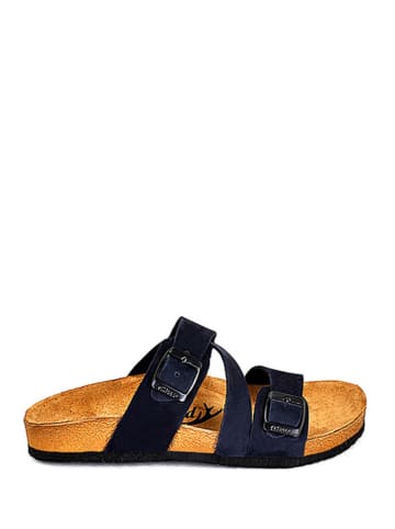 Moosefield Leren slippers donkerblauw