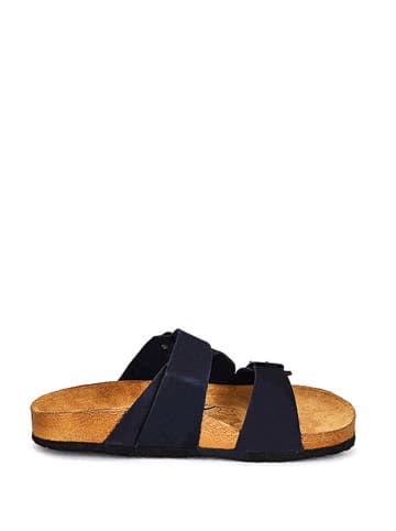 Moosefield Leren slippers donkerblauw