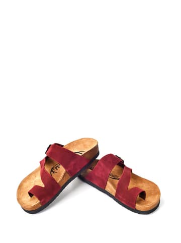 Moosefield Leren teenslippers rood