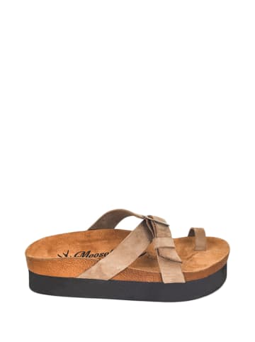 Moosefield Leren teenslippers beige