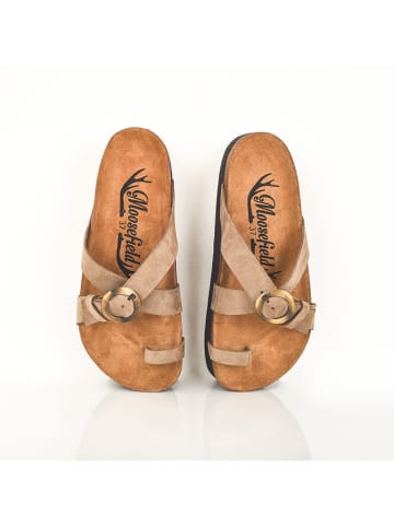 Moosefield Leren teenslippers beige