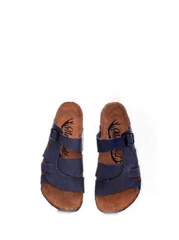 Moosefield Leren slippers donkerblauw