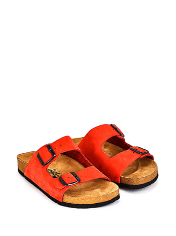 Moosefield Leren slippers rood