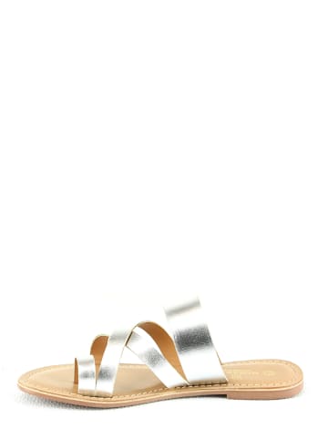 Manoukian shoes Leder-Pantoletten in Silber