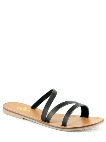 Manoukian shoes Leder-Pantoletten in Schwarz