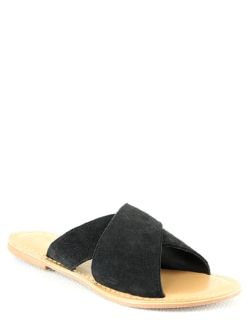 Manoukian shoes Leder-Pantoletten in Schwarz