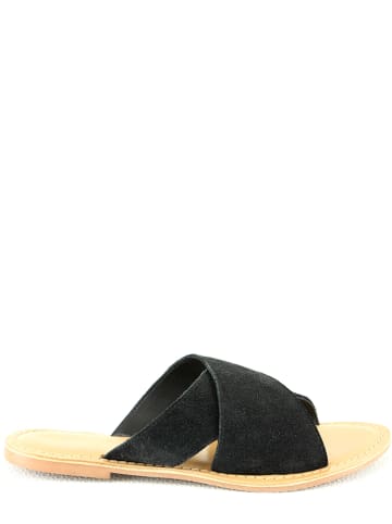 Manoukian shoes Leder-Pantoletten in Schwarz