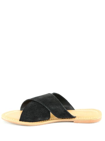 Manoukian shoes Leder-Pantoletten in Schwarz
