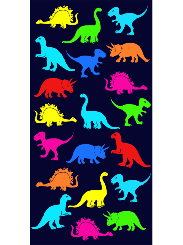 Le Comptoir de la Plage Mikrofaser-Strandtuch "Juna - Dino" in Dunkelblau/ Bunt - (L)140 x (B)70 cm