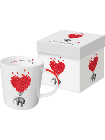 Ppd Mok "Love carries all" wit/rood - 350 ml