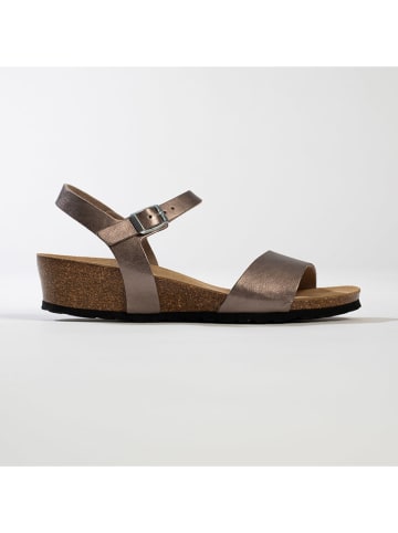 BACKSUN Leren sleehaksandalen "Calabria" grijs