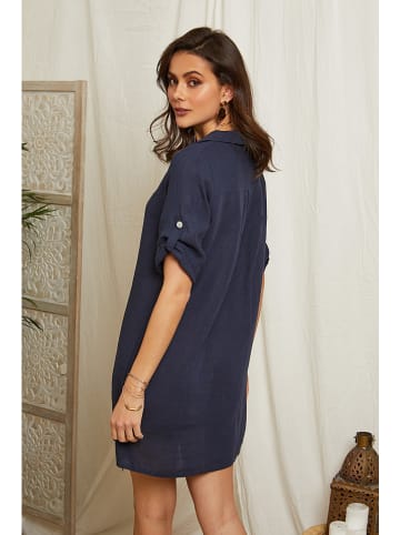 Lin Passion Leinen-Kleid in Dunkelblau