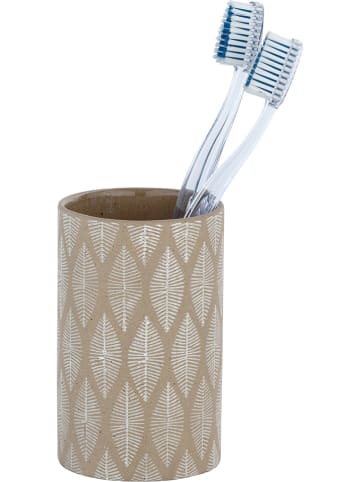 Wenko 2er-Set: Zahnputzbecher "Tupian" in Beige - (H)12 x Ø 7 cm