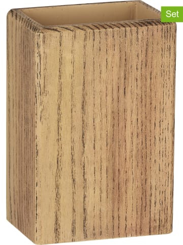 Wenko Kubki łazienkowe (2 szt.) "Marla" w kolorze jasnobrązowym - 7,5 x 11 x 5 cm
