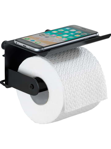 Wenko Toilettenpapierhalter "Classic Plus" in Schwarz - (B)14 x (H)10 x (T)14 cm
