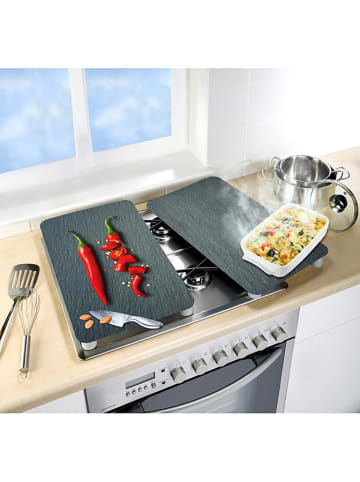 Wenko 2-delige set: fornuisafdekplaten ''Cayenne'' antraciet/rood - (L)30 x (B)52 cm