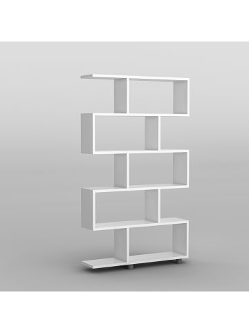 Evila Boekenkast "Elif" wit - (B)90 x (H)156 x (D)20 cm
