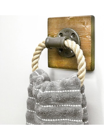 Evila Handtuchhalter "Boru" in Walnuss - (B)20 x (H)20 x (T)10 cm