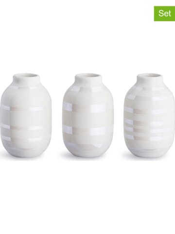 Kähler 3er-Set: Vasen "Omaggio" in Weiß/ Perlmutt - (H)8 cm