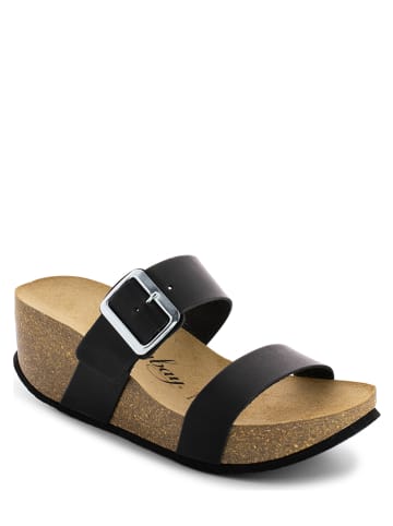 Sunbay Leren sleehakslippers "Ana" zwart