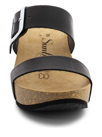 Sunbay Leren sleehakslippers "Ana" zwart