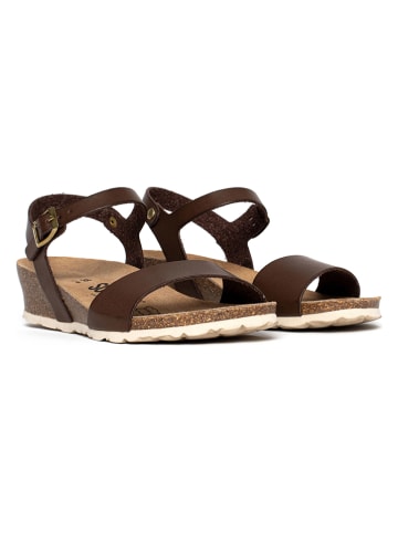 Sunbay Leren sleehaksandalen ""Esperance" donkerbruin