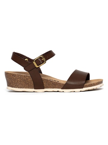Sunbay Leren sleehaksandalen ""Esperance" donkerbruin