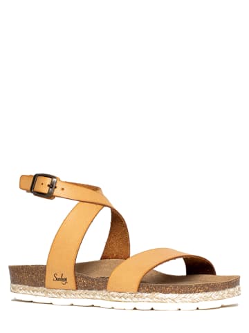 Sunbay Skórzane sandały "Dorado" w kolorze jasnobrązowym