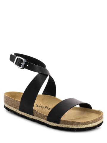 Sunbay Skórzane sandały w kolorze czarym