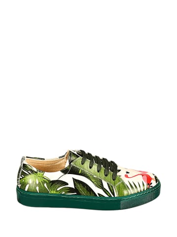 Streetfly Sneakersy w kolorze beżowo-zielonym ze wzorem