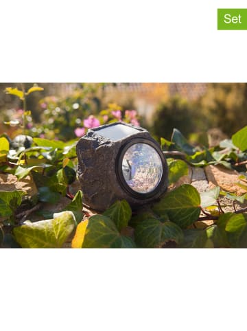 lumisky Solarne lampy LED (2 szt.) "Rocky" w kolorze szarym - 14 x 11 x 12 cm