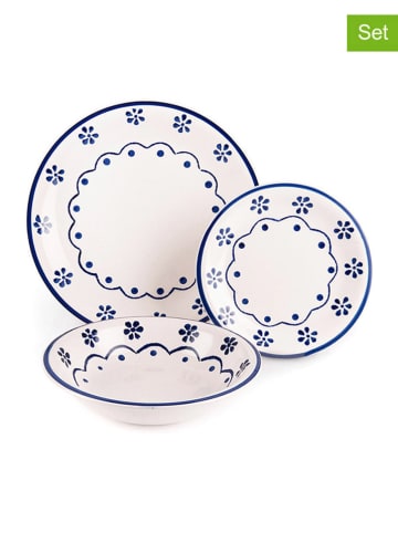 Trendy Kitchen by EXCÉLSA 18-delig tafelservies "Old Cottage" wit/blauw