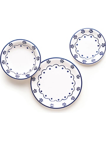 Trendy Kitchen by EXCÉLSA 18-delig tafelservies "Old Cottage" wit/blauw