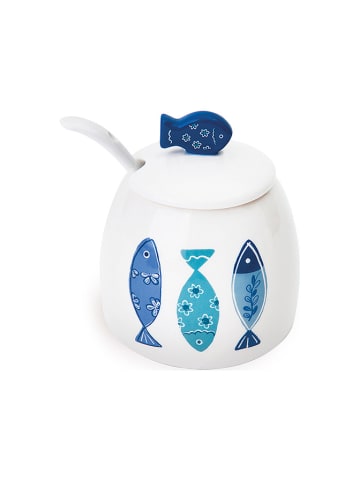 Trendy Kitchen by EXCÉLSA Suikerpot "Ocean" wit/blauw - 150 ml