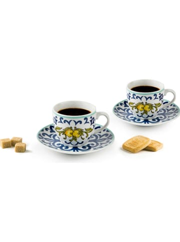 Trendy Kitchen by EXCÉLSA 6er-Set: Espressotassen in Blau/ Weiß - 90 ml
