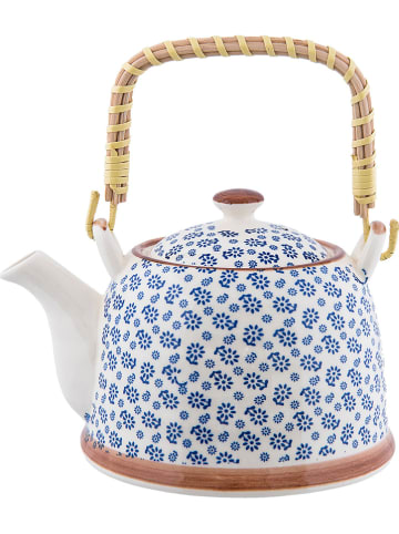 Clayre & Eef Theepot wit/blauw - 700 ml