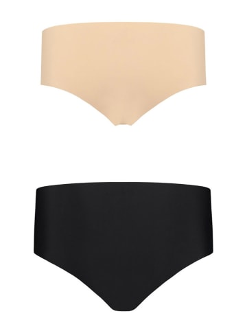 Bye Bra 2er-Set: Slips in Beige/ Schwarz