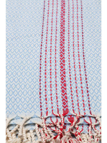 Samimi Chusta hammam w kolorze błękitno-czerwonym - 180 x 100 cm