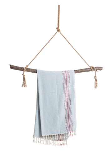 Samimi Hamamtuch in Hellblau/ Rot - (L)180 x (B)100 cm