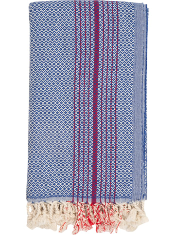 Samimi Hamamtuch in Blau/ Rot - (L)180 x (B)100 cm