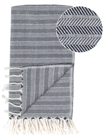 Samimi Hamamtuch in Schwarz/ Grau - (L)180 x (B)100 cm