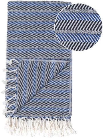 Towel to Go Hamamtuch in Dunkelblau/ Schwarz - (L)180 x (B)100 cm