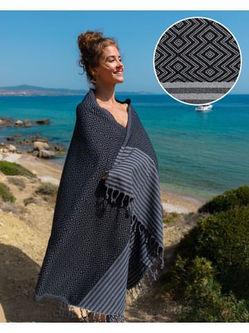 Samimi Hamamdoek zwart - (L)180 x (B)100 cm