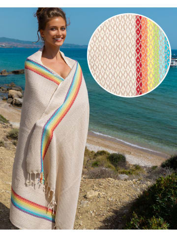 Samimi Hamamtuch "Rainbow" in Beige/ Bunt - (L)180 x (B)100 cm