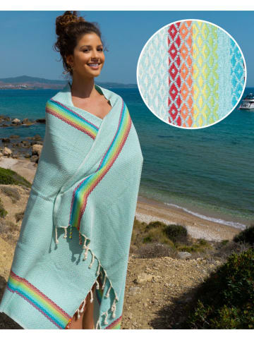 Samimi Hamamtuch "Rainbow" in Mint/ Bunt - (L)180 x (B)100 cm