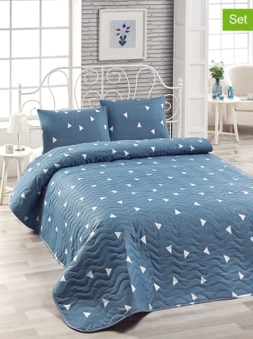 Elizabed 3-delige bedspreiset "Ücgen" lichtblauw